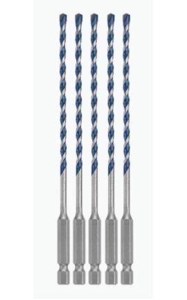 Bosch HCBG0205T BlueGranite Turbo Carbide Hammer Drill Bits, <sup>5</sup>&amp;frasl;<sub>32</sub> x 6&amp;quot;, 5-piece-