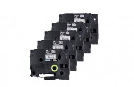 Brother HGEM9615PK Black on Matte Silver Tape with standard adhesive, 1.4&amp;quot;, 5-pack-
