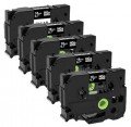 Brother HGES1415PK Black on Clear Tape with extra strength adhesive, 0.7&amp;quot;, 5-pack-