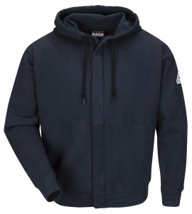 Bulwark SEH4 Men's Fleece FR Zip-Front Hooded Sweatshirt, navy, large-