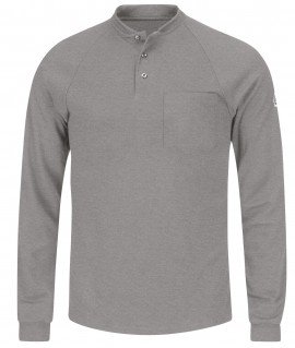 Bulwark SEL2GY-L-2XL Men's Lightweight FR Henley Shirt with long length, 2xl, grey-