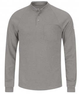 Bulwark SEL2GY-R-M Men&#039;s Lightweight FR Henley Shirt, medium, grey-