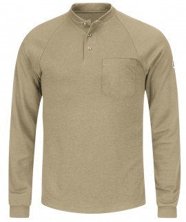 Bulwark SEL2KH-R-XL Men's Lightweight FR Henley Shirt, xl, khaki-