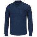 Bulwark SEL2NV-R-XL Men's Lightweight FR Henley Shirt, xl, navy-