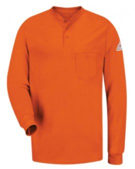 Bulwark SEL2OR-R-4XL Men's Lightweight FR Henley Shirt, 4xl, orange-