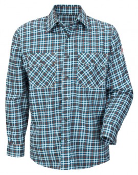 Bulwark SLD6 Men&#039;s Lightweight FR Plaid Uniform Shirt, teal/brown plaid, 3xl-