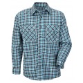 Bulwark SLD6 Men's Lightweight FR Plaid Uniform Shirt, teal/brown plaid, 3xl-