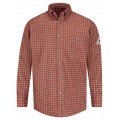 Bulwark SLG8 6.5 oz Plaid Dress Shirt, red/khaki, small-