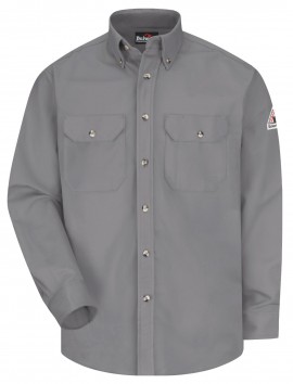 Bulwark SLU2 Men's Midweight FR Dress Uniform Shirt, silver grey, medium-