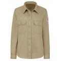 Bulwark SLU3 Women's Midweight FR Dress Uniform Shirt, khaki, large-