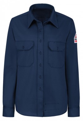 Bulwark SLU3 Women's Midweight FR Dress Uniform Shirt, navy, medium-