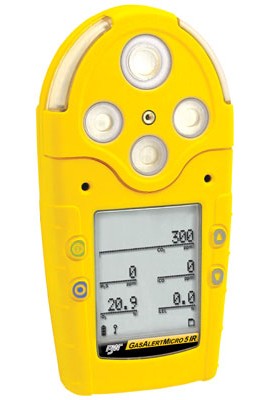 Honeywell BW GasAlertMicro 5 IR Multi-Gas Detector with rechargeable battery, CO<sub>2</sub>2 (IR)/%LEL/O<sub>2</sub>/H<sub>2</sub>S, yellow-