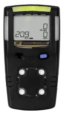 Honeywell BW MicroClip X3 Series Multi-Gas Detector, %LEL/O&lt;sub&gt;2&lt;/sub&gt;/CO, black-