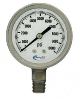 Chem Oil 310L-254E Stainless Steel 0-100 psi 2-1/2&quot;  Liquid Filled Pressure Gauge 1/4&quot; NPT-