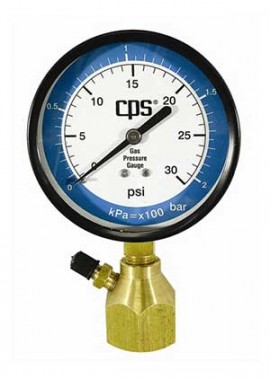 CPS GT2 3.5in Gas Gauge, 0 to 100psi, 3/4in FPT Bell with Access Valve-