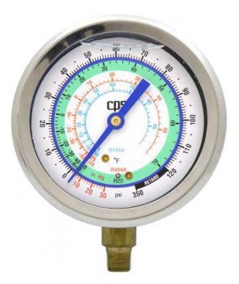CPS RGD3L Low-Pressure Gauge, R-134a/R-22/R-404A, Oil-Filled-