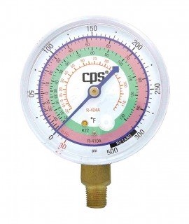 CPS RGHL Low-Pressure Gauge with Rubber Boot, R-22/R-404A/R-410A, 2.5in-