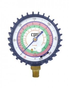 CPS RGHLB Low-Pressure Gauge with Rubber Boot, R-22/R-404A/R-410A-