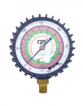CPS RGHLB Low-Pressure Gauge with Rubber Boot, R-22/R-404A/R-410A-