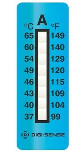 Digi-Sense 08068-22 Irreversible 8-Point Vertical Temperature Label, 160 to 230&amp;deg;F-
