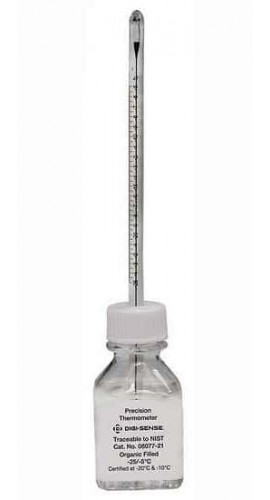 Digi-Sense 08077-21 Certified Freezer Bottle Thermometer, -25 to -5&amp;deg;C, Total Immersion-
