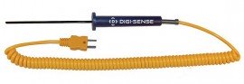 Digi-Sense 08441-12 Compact Type-K PFA-Coated Thermocouple Probe, 4.5&quot; Sheath, Grounded Junction-