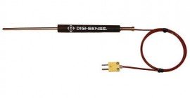 Digi-Sense 18526-08 Type K Thermocouple Probe with mini-connector, 12 x 0.19&amp;quot;, grounded-