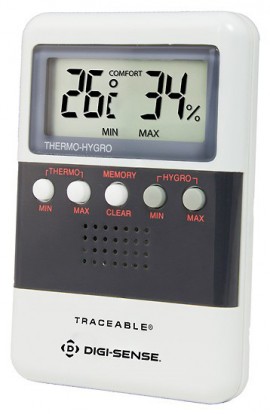 Digi-Sense 37101-00 Traceable Thermohygrometer, 25 to 95% RH, 32 to 122&amp;deg;F-