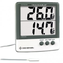 Digi-Sense 90000-75 Traceable Indoor/Outdoor Digital Thermometer with Giant Dual-Display, -58 to 158&amp;deg;F-