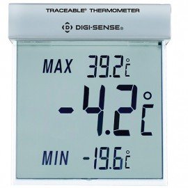Digi-Sense 90080-11 Traceable Big-Digit See-Thru Digital Thermometer, Celsius, -25 to 70&amp;deg;C-