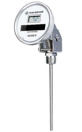 Digi-Sense 90131-02 Adjustable Solar-Powered Thermometer, -50 to 150&amp;deg;C, 2.5&amp;quot; Stem-