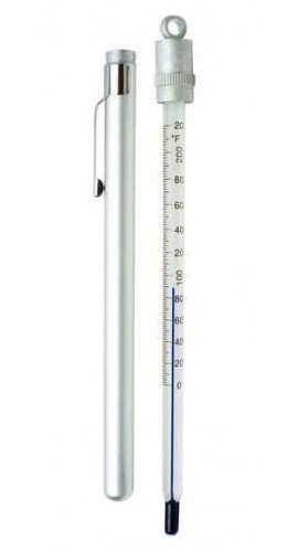 Digi-Sense 90260-47 DURAC Pocket Liquid-in-Glass Thermometer with Metal Case, 20 to 120&amp;deg;F, Total Immersion-