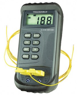 Digi-Sense 91210-31 Traceable 2-Channel Thermocouple Thermometer with Offset, -58 to 2,000&amp;deg;F-