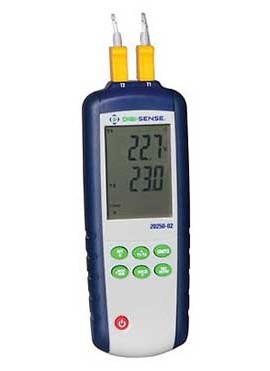 Digi-Sense WD-20250-02 Dual-Input Data-Logging T/C Thermometer with NIST Traceable Calibration Certificate, Type K/J-