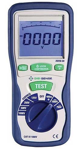Digi-Sense WD-20250-60 Auto-Ranging Insulation Tester, 1,000kV-