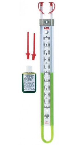 Dwyer 1222-M200-D U-Tube Manometer (100-0-100mm w.c.) using red gauge fluid-