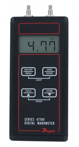 Dwyer 477AV-0 Digital Manometer, 0 to 10 in w.c.-