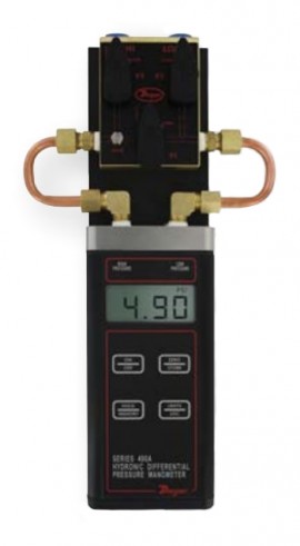 Dwyer 490A-1-3V Wet/Wet Handheld Hydronic Differential Pressure Manometer with 3-way vent valve, 0 to 15 psi-
