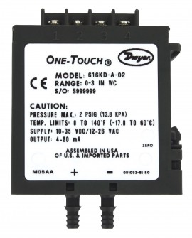 Dwyer 616KD-06 Differential Pressure Transmitter, 0 to 20 in w.c.-
