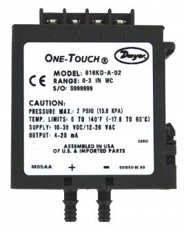 Dwyer 616KD-12 Differential Pressure Transmitter, 0 to 750 Pa-