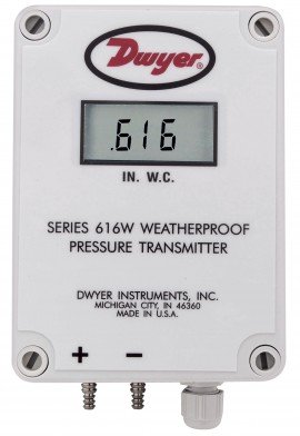Dwyer 616WL-32-LCD Weatherproof Differential Pressure Transmitter (60-0-60 Pa) with LCD-