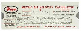 Dwyer A-536 Air Velocity Calculator Slide Chart, Metric-