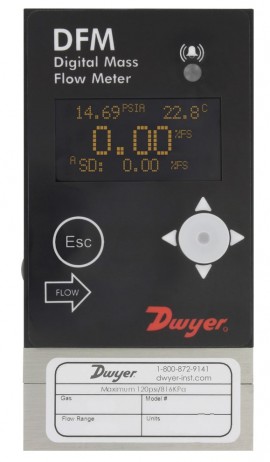 Dwyer DFM-39010-V-ALA2 Digital Flow Meter, 0 to 2 l/min-
