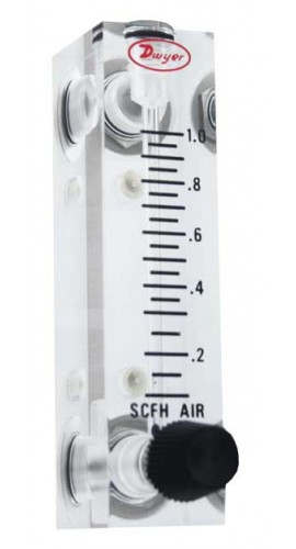 Dwyer VFA-1-SSV Flow Meter, 2&quot; Scale, 0.1-1 SCFH Air, SS Valve-
