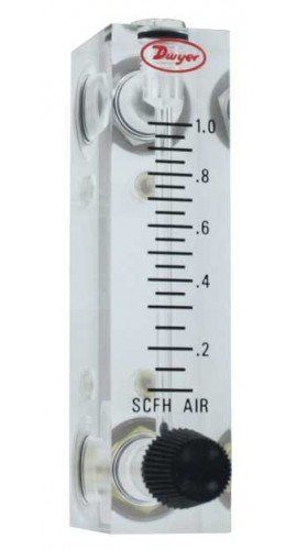 Dwyer VFA-22-BV Flow Meter, 2" Scale, 0.15-1 LPM Air, Brass Valve-