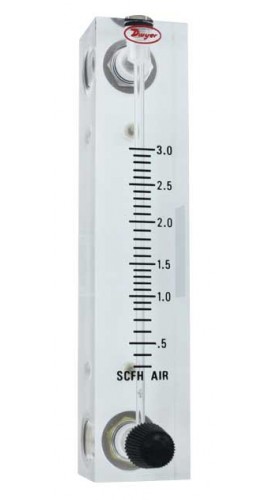 Dwyer VFB-65-BV Flow Meter, 4" Scale, 0.2-4 LPM Air, Brass Valve-