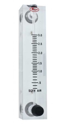 Dwyer VFB-69-SSV Flow Meter, 4&quot; Scale, 4-40 LPM Air, SS Valve-