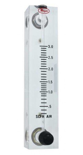 Dwyer VFB-90-BV Flow Meter, 4" Scale, 0.3-3 SCFM Air, Brass Valve-