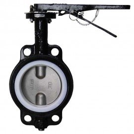 Dwyer WE20-FHD00-WP Manual Wafer Style Butterfly Valve (6&quot;) with PTFE Liner-