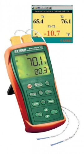 Extech EA15 EasyView Dual Input Thermocouple Thermometer/Data Logger-